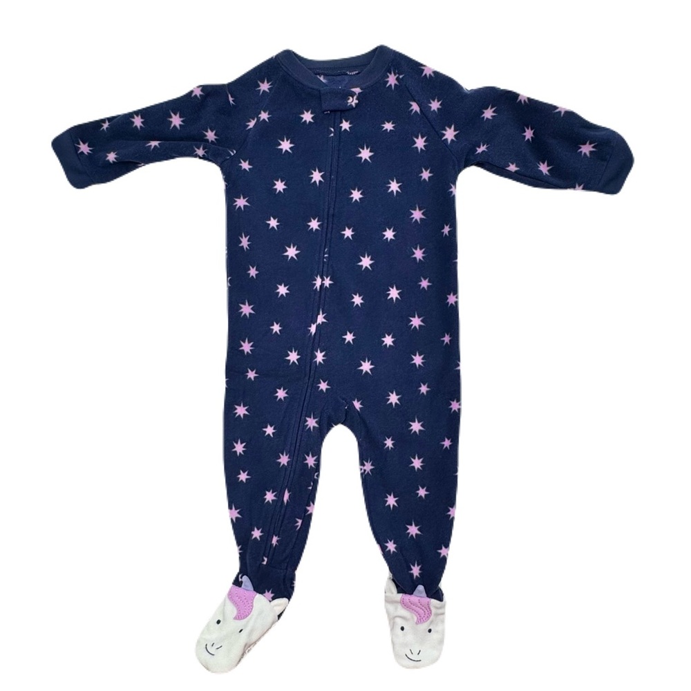 NWOT Carter’s Child of Mine Fleece Purple Unicorn Non-Slip Footie Pajamas 18M